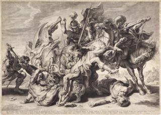 Schelte Adams Bolswert - The Lion Hunt (After Peter Paul Rubens) (Hollstein 298)
