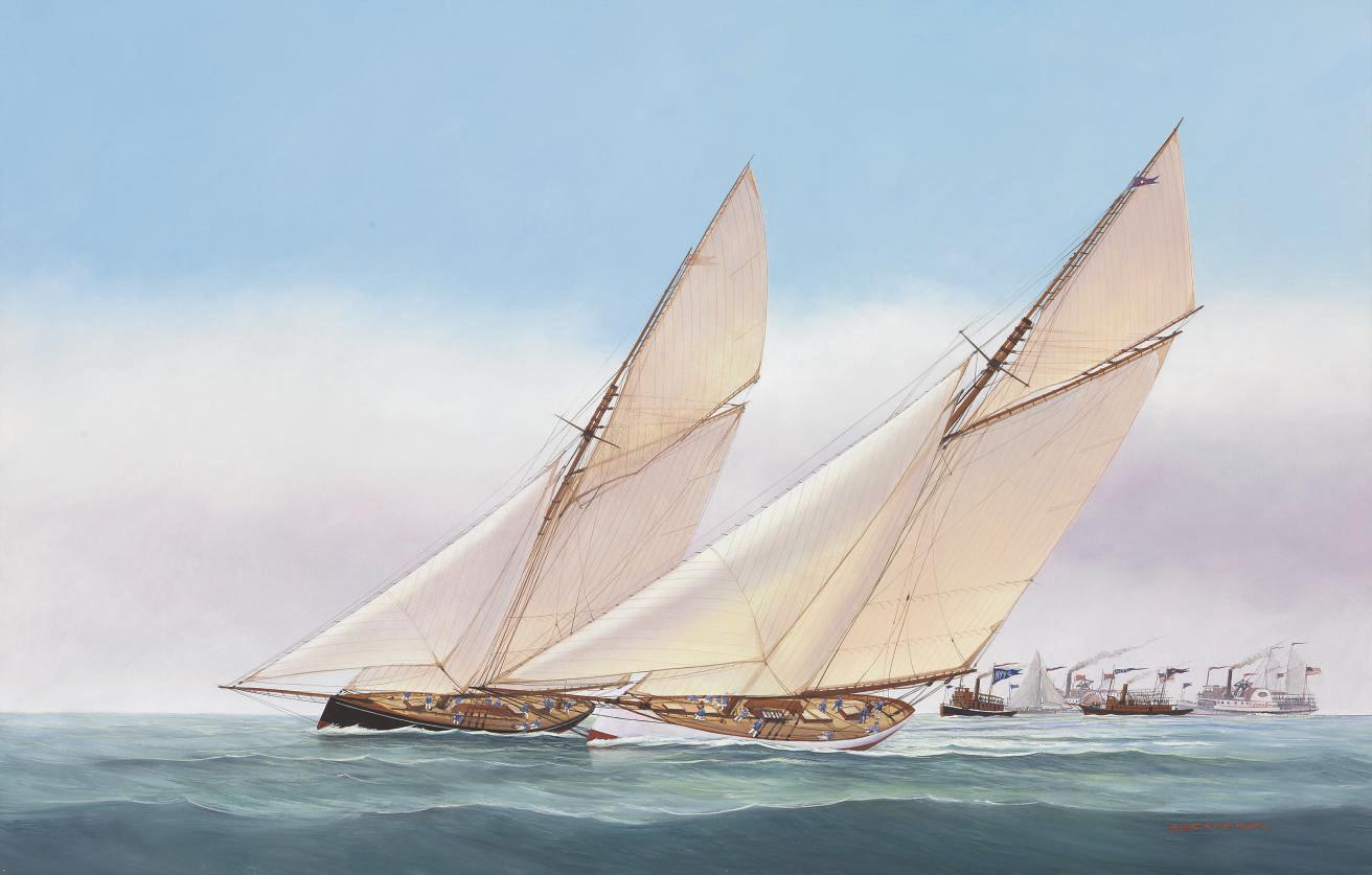 Scott Cameron - Close Matched, The America\'s Cup Yachts Puritan and Genesta during the 1885 America\'s Cup Challenge races