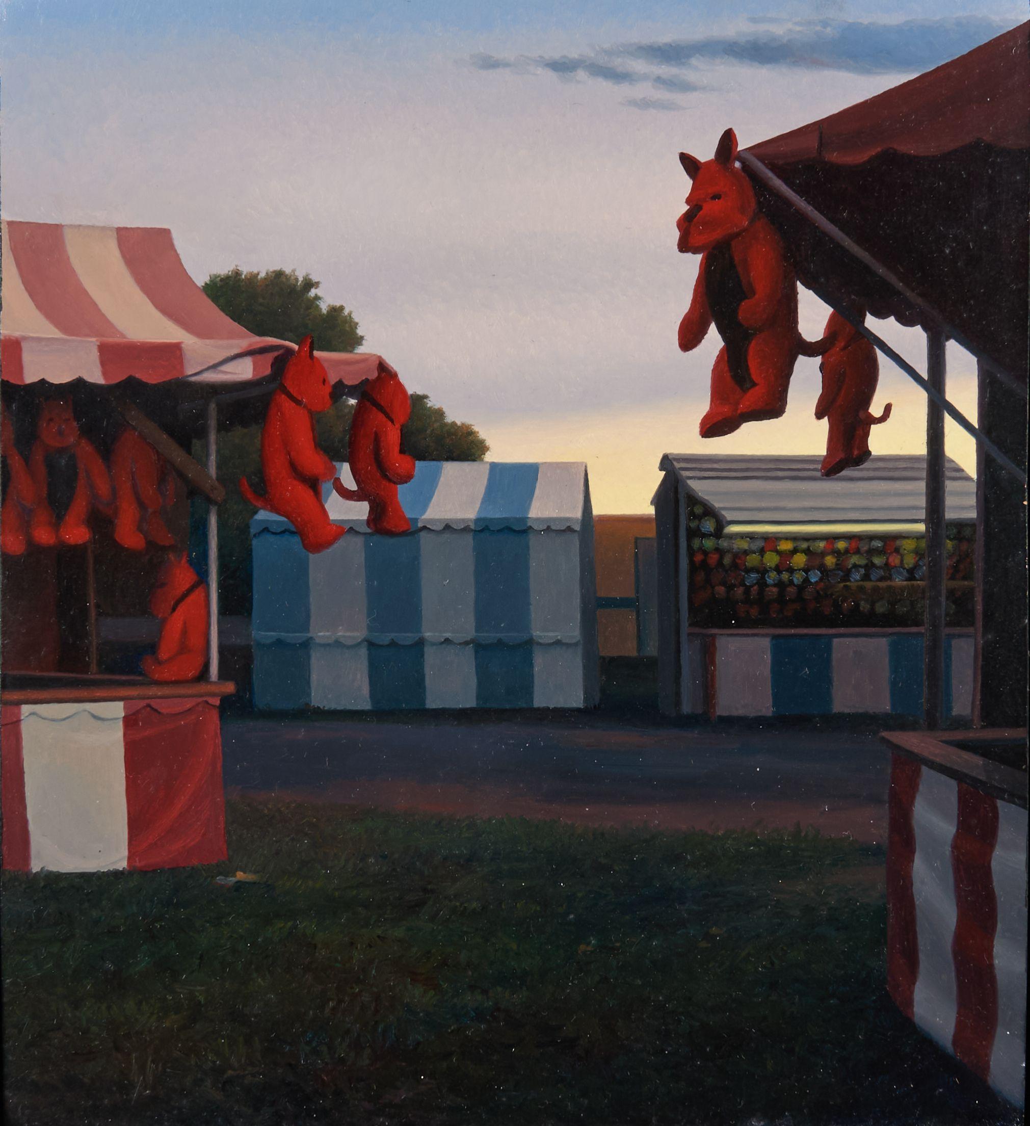 Scott Prior - Fairgrounds After a Storm 8 x 7 in. (20.3 x 17.8 cm) framed 13 x 12 1/4 x 1 in.