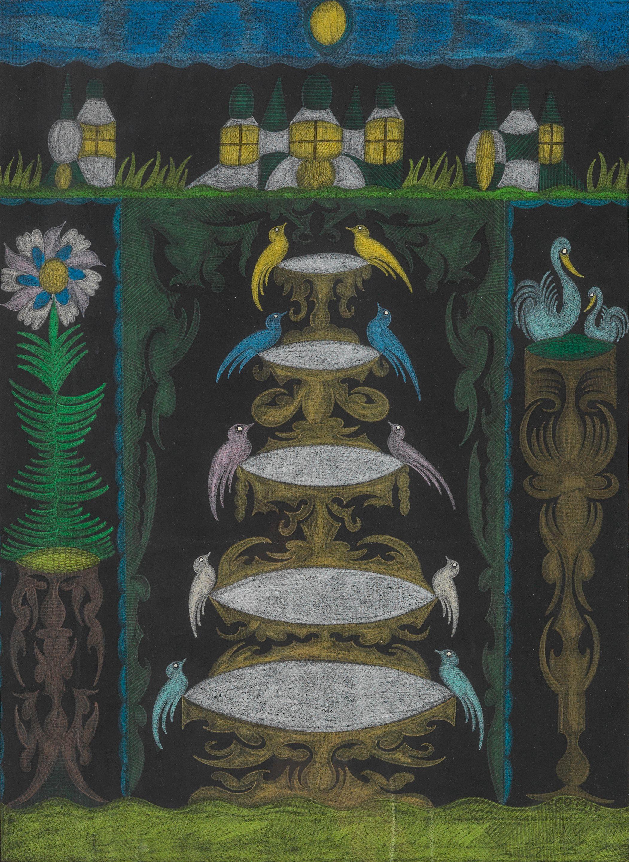 Scottie Wilson RSA, RSW - The Fountain of Life