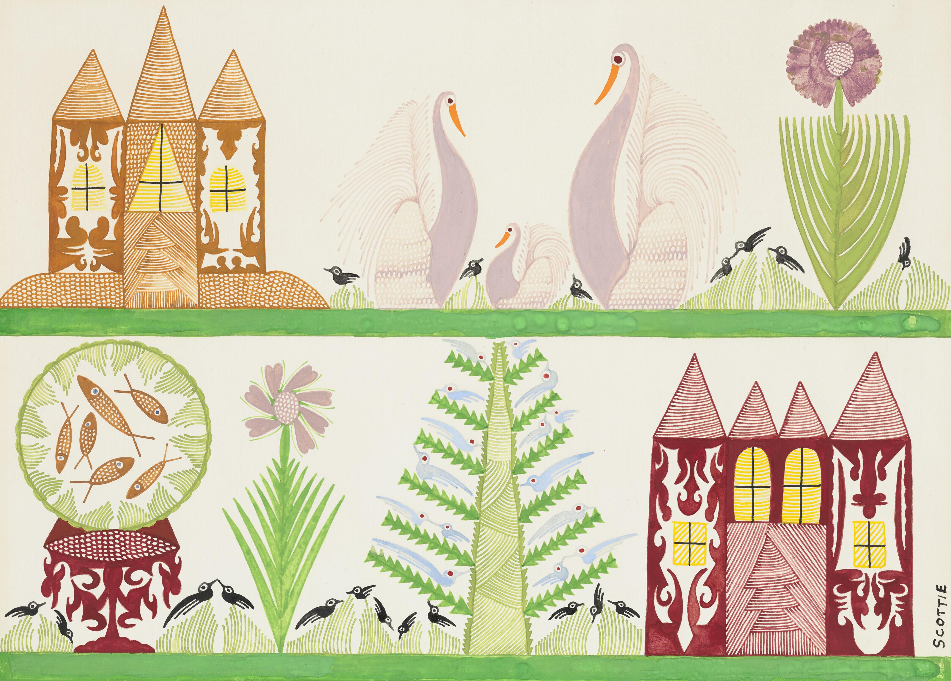 Scottie Wilson - Castles, birds and fish