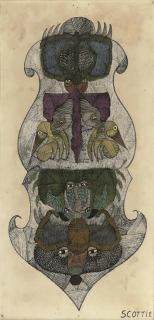 Scottie Wilson - Face and birds; two further untitled works