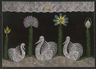 Scottie Wilson - Swans in the Garden of Eden