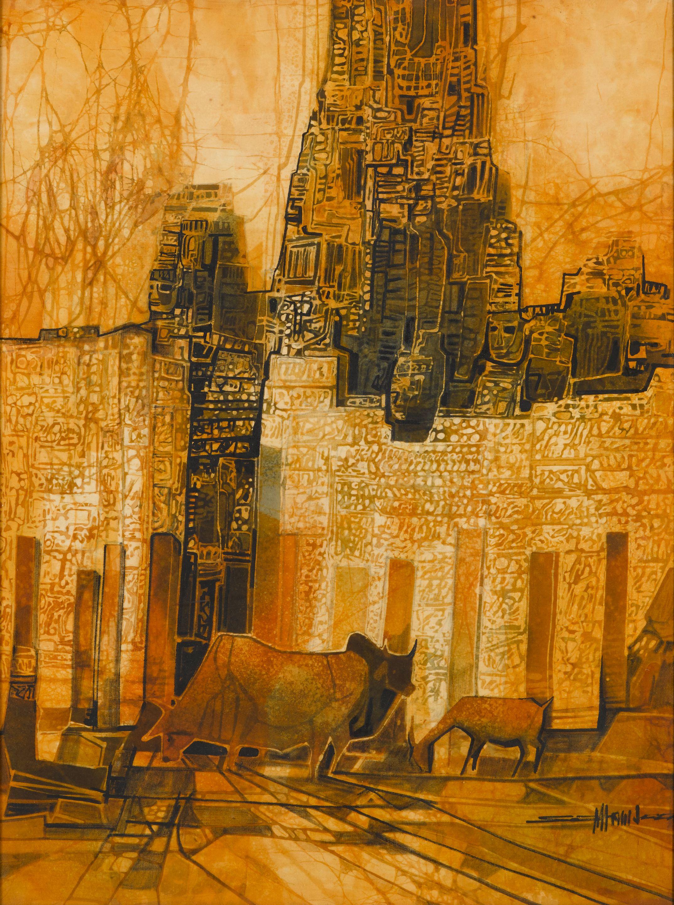 Seah Kim Joo - Cattle And Temple