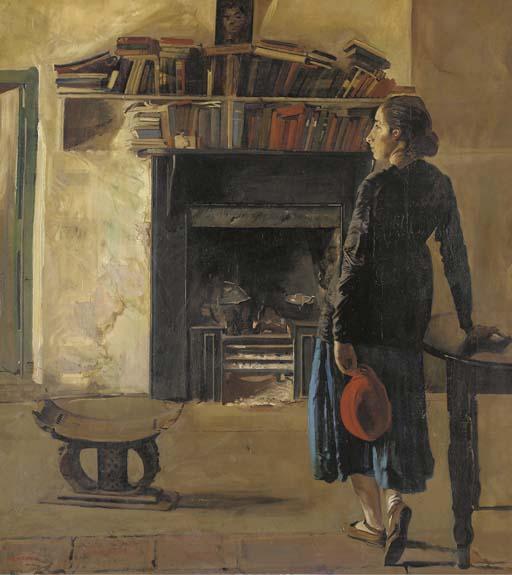 Sean Keating, P.R.H.A., H.R.S.A. - Young girl before a fireplace