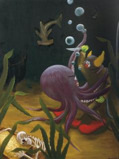Sean Landers - Deep Sea Diver Clown Struggling with Octopus