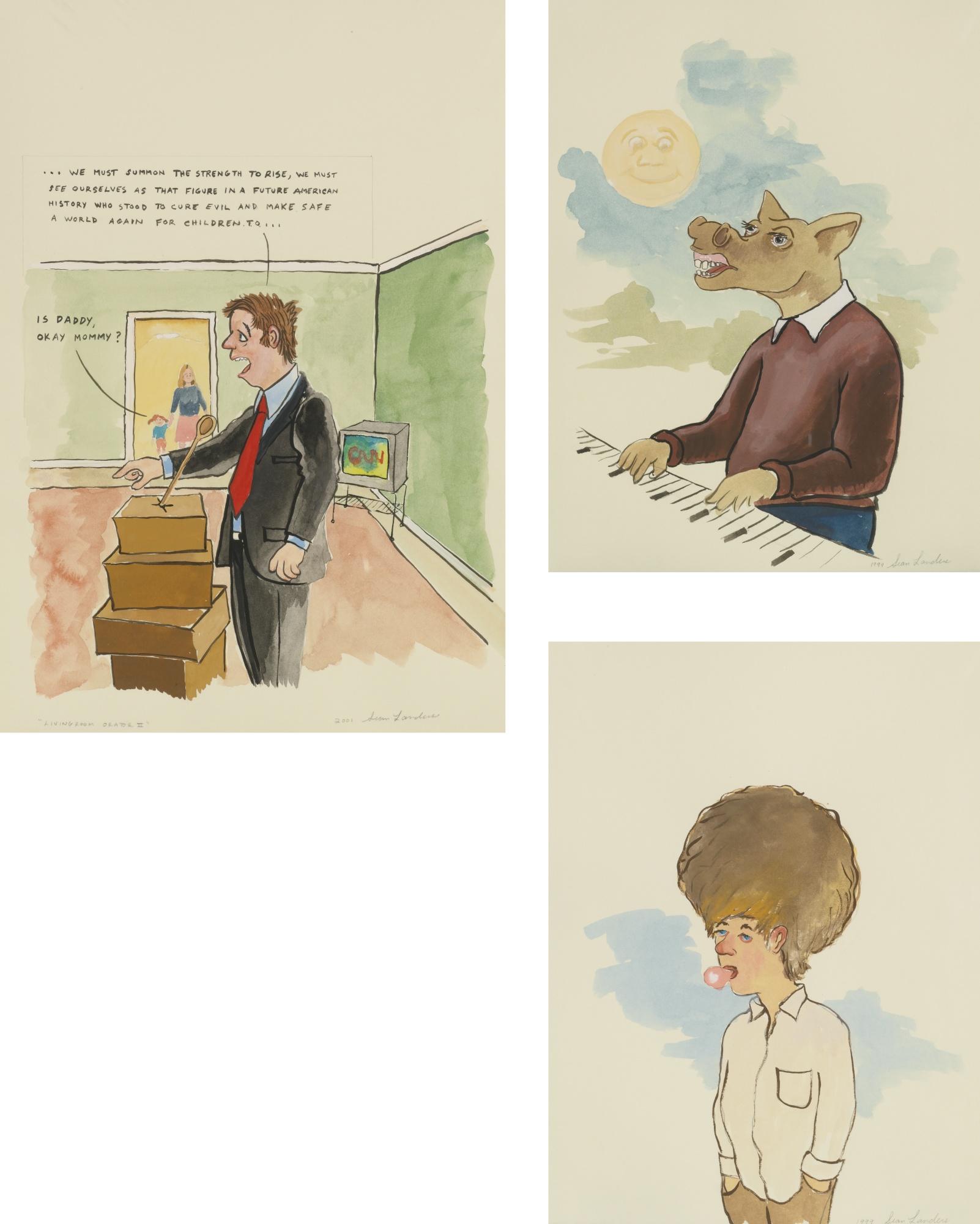 Sean Landers - Living Room Orator Ii; Piano Dog-Horse; Bubble Preppy [Three Works]