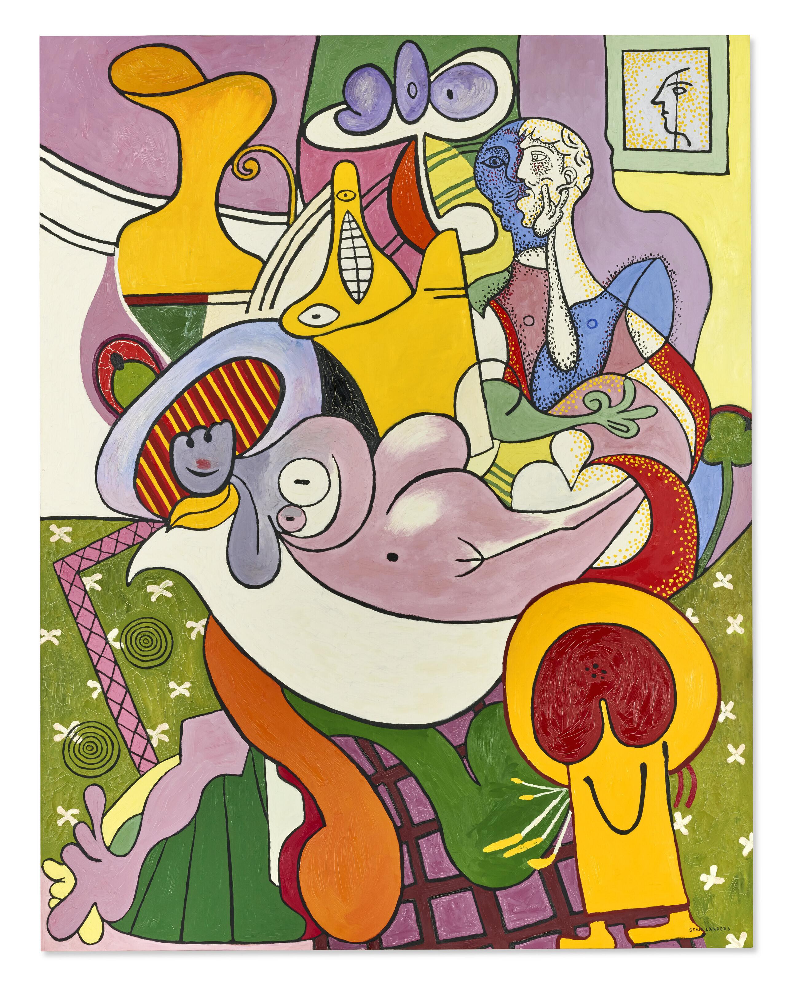 Sean Landers - Reclining Nude with Suitors