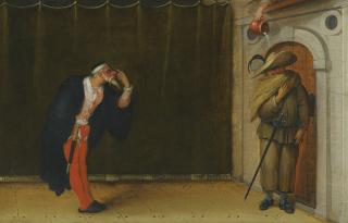 Sebastiaan Vrancx - A Commedia Dell\'Arte Scene Depicting Pantalone And Brighella