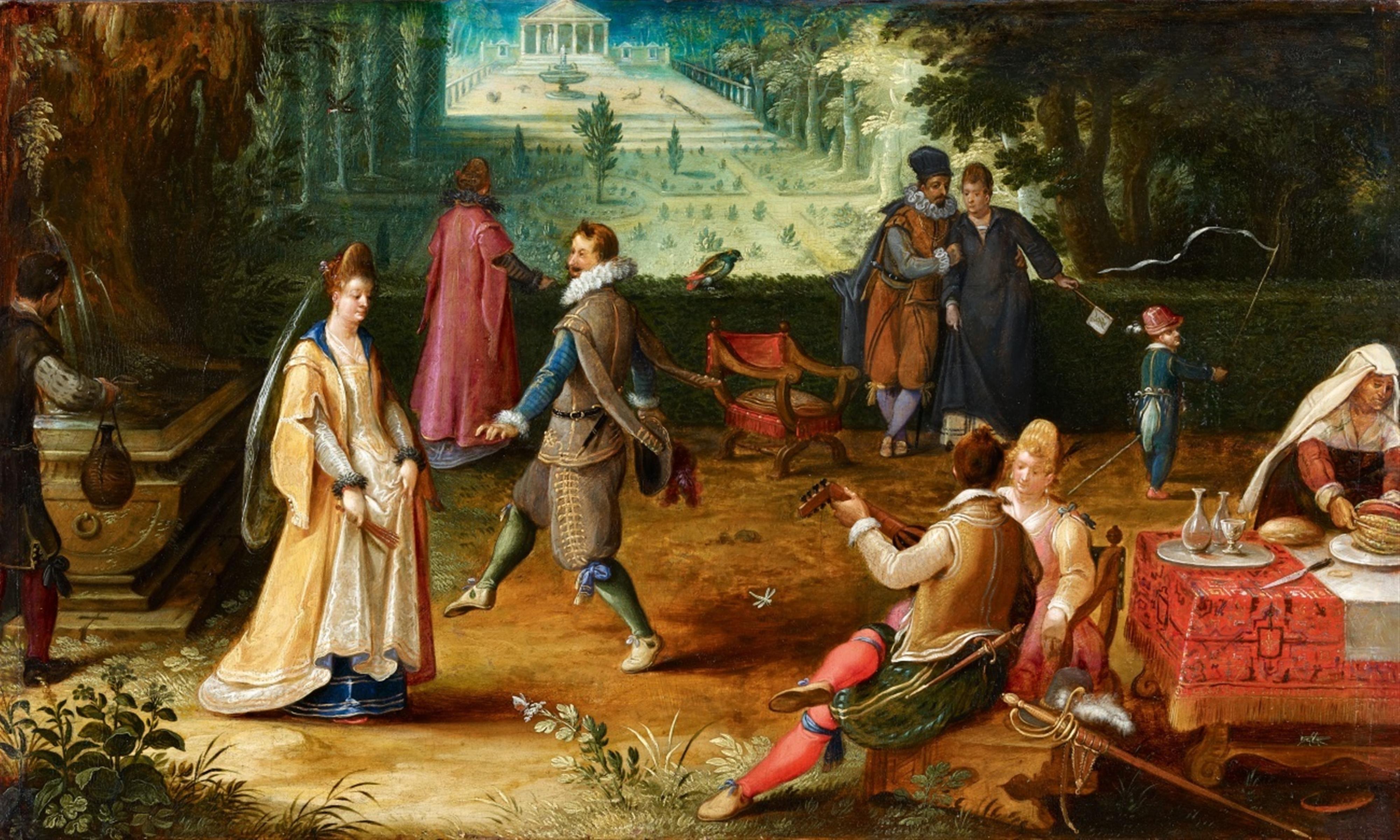Sebastiaan Vrancx - Gartenlandschaft mit höfischen Figuren