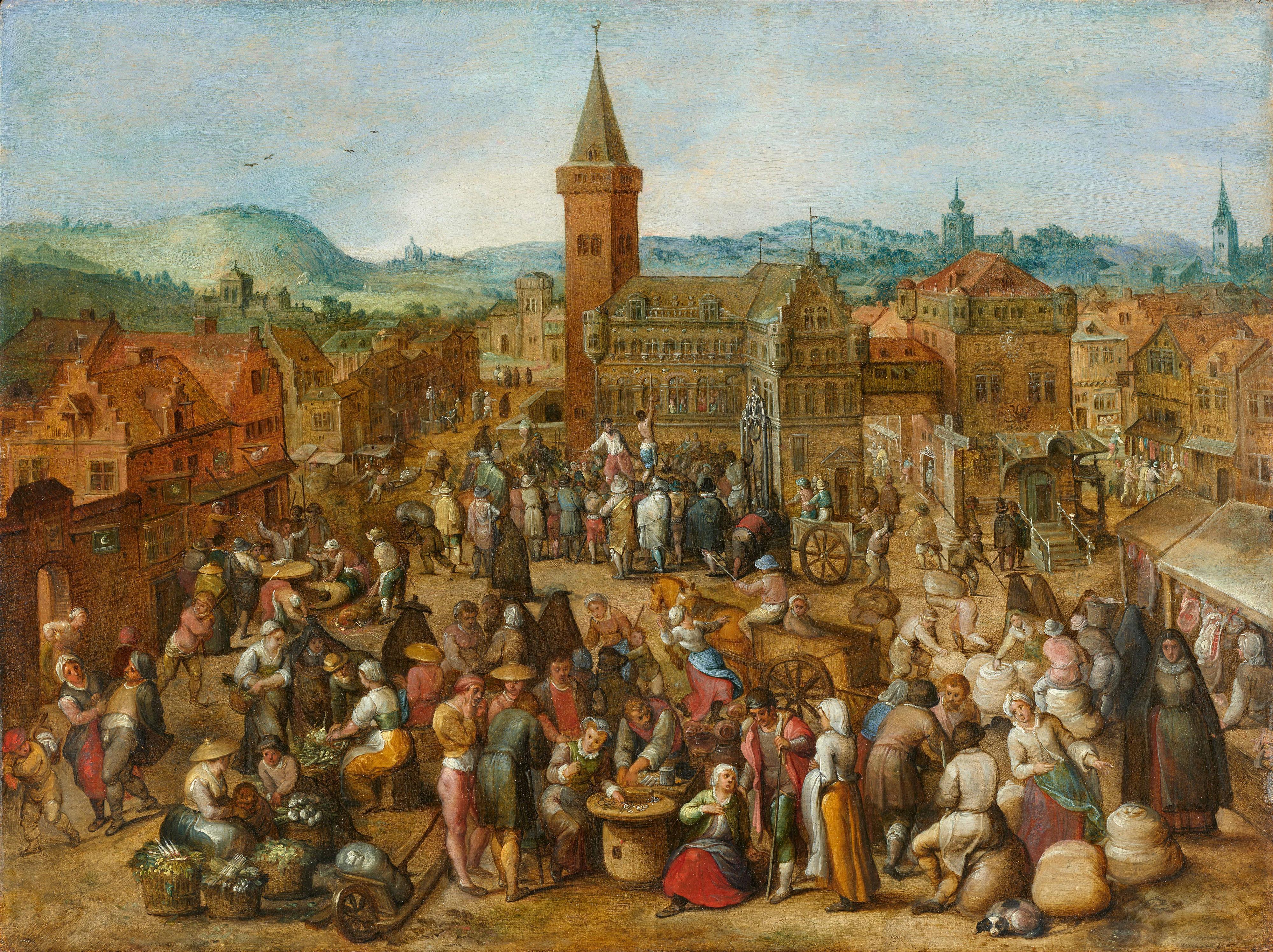 Sebastiaan Vrancx - Markttag in einer flämischen Stadt