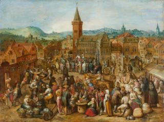 Sebastiaan Vrancx - Markttag in einer flämischen Stadt