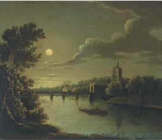 Sebastian Pether - A moonlit river landscape