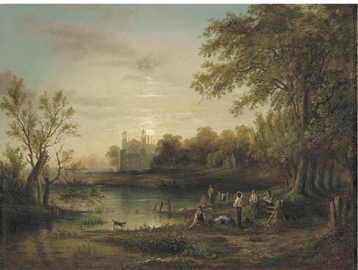 Sebastian Pether - Boys Bathing By Moonlight With Eton College Beyond