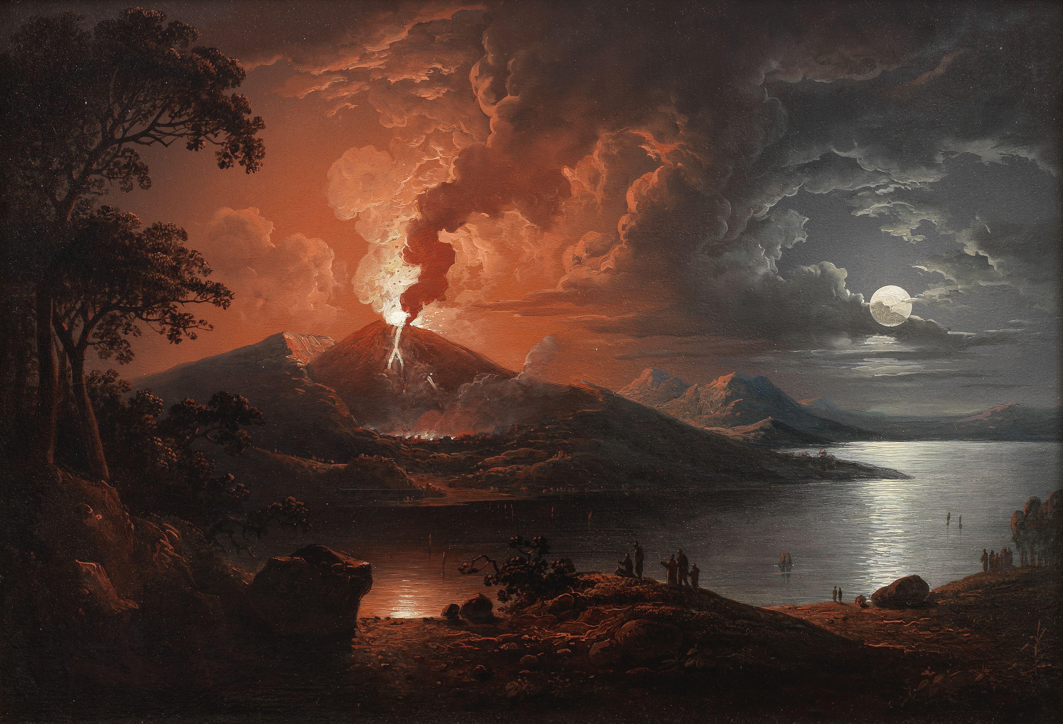 Sebastian Pether - Vesuvius erupting by moonlight