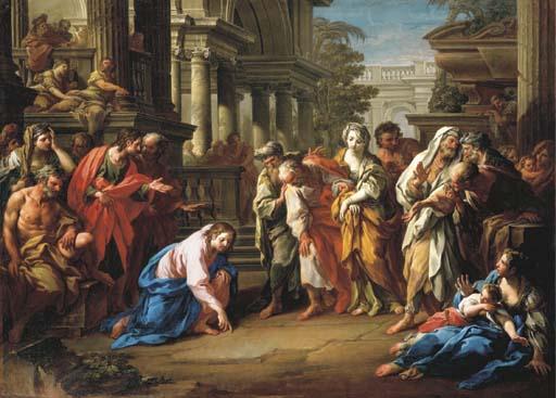 Sebastiano Conca - Christ and the Woman taken in Adultery (\'Let he who is without sin cast the first stone\')