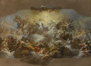 Sebastiano Conca - The Holy Trinity And Saints In Glory, A Sketch For A Ceiling