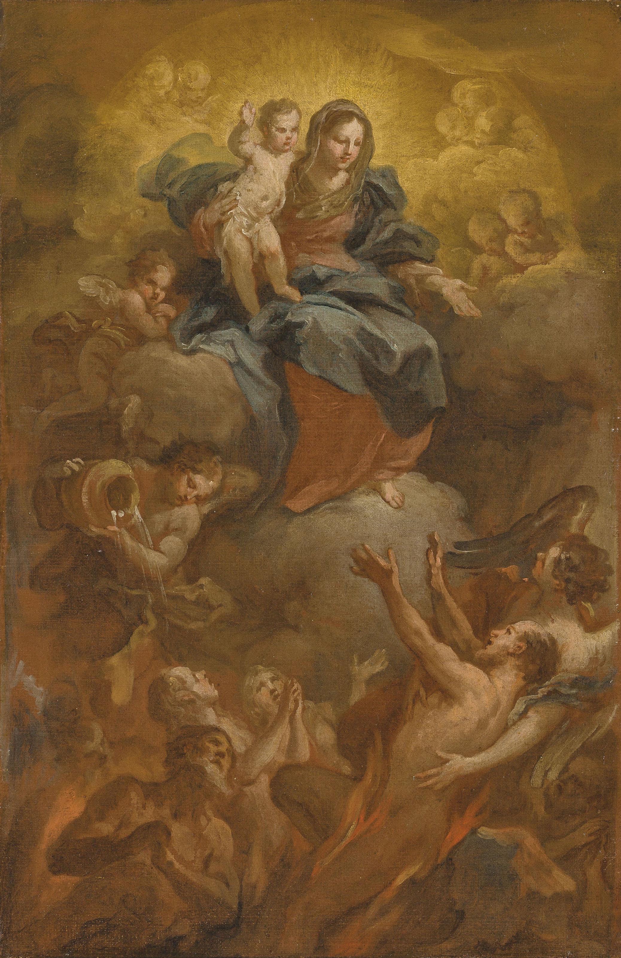 Sebastiano Conca - The Madonna and Child releasing souls from Purgatory