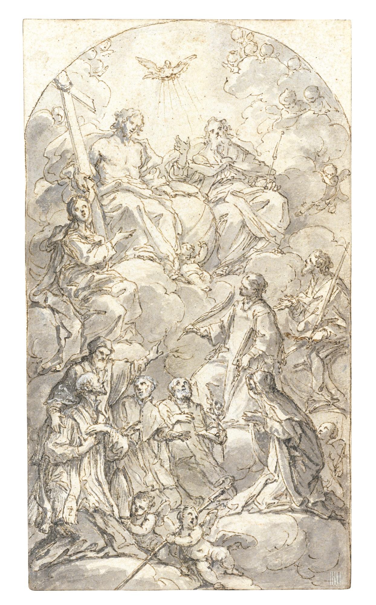 Sebastiano Conca - The Virgin Introducing Various Saints To The Trinity