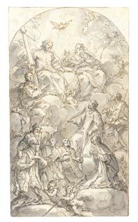 Sebastiano Conca - The Virgin Introducing Various Saints To The Trinity