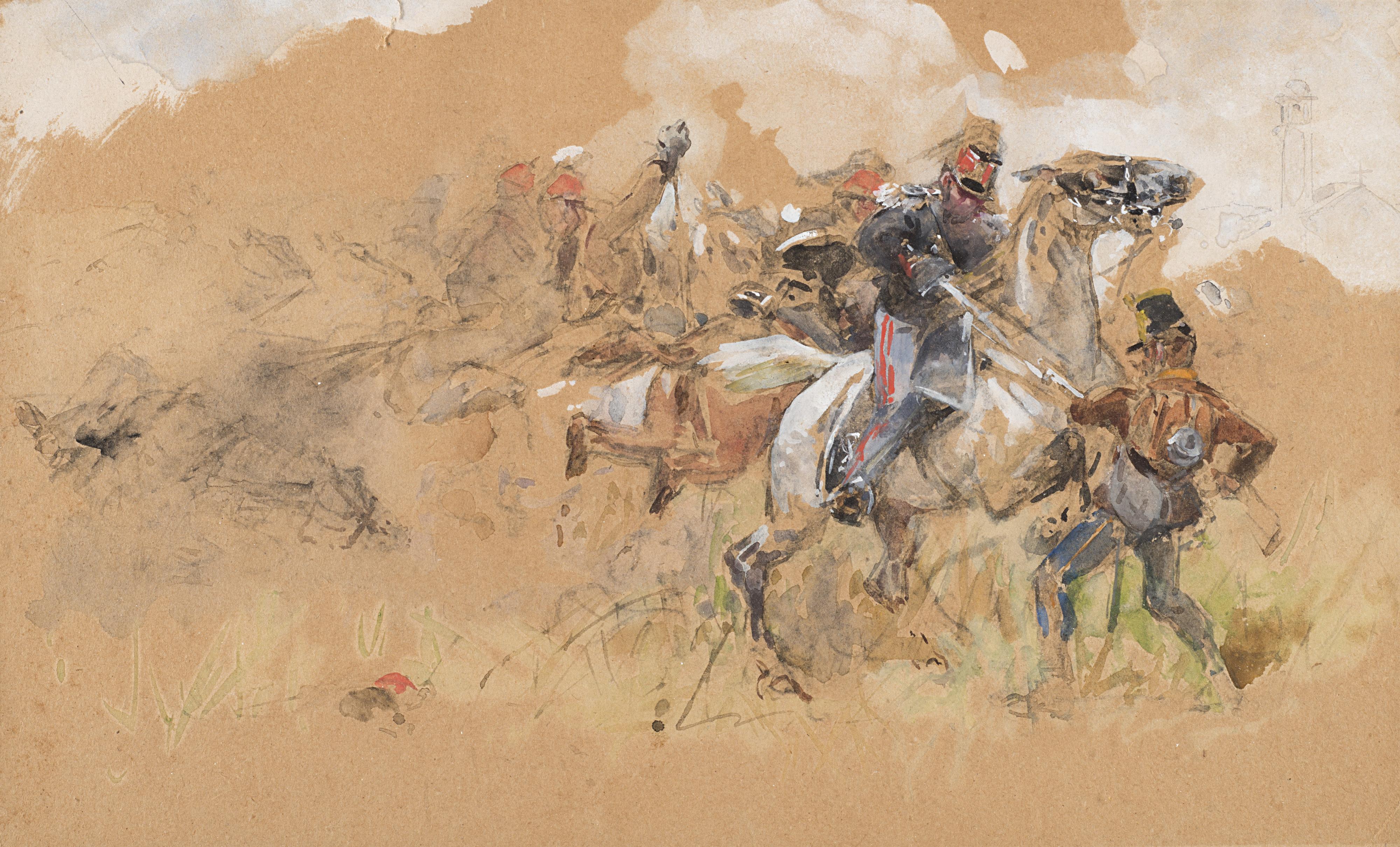 Sebastiano De Albertis - Studio per dipinto con cavalleria