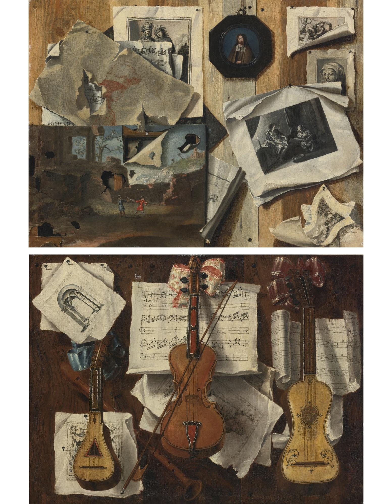 Sebastiano Lazzari - A Pair Of Trompe L\'Oeil Still Lifes