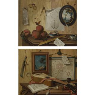 Sebastiano Lazzari - Pair Of Trompe L\'Oeil Still Lifes