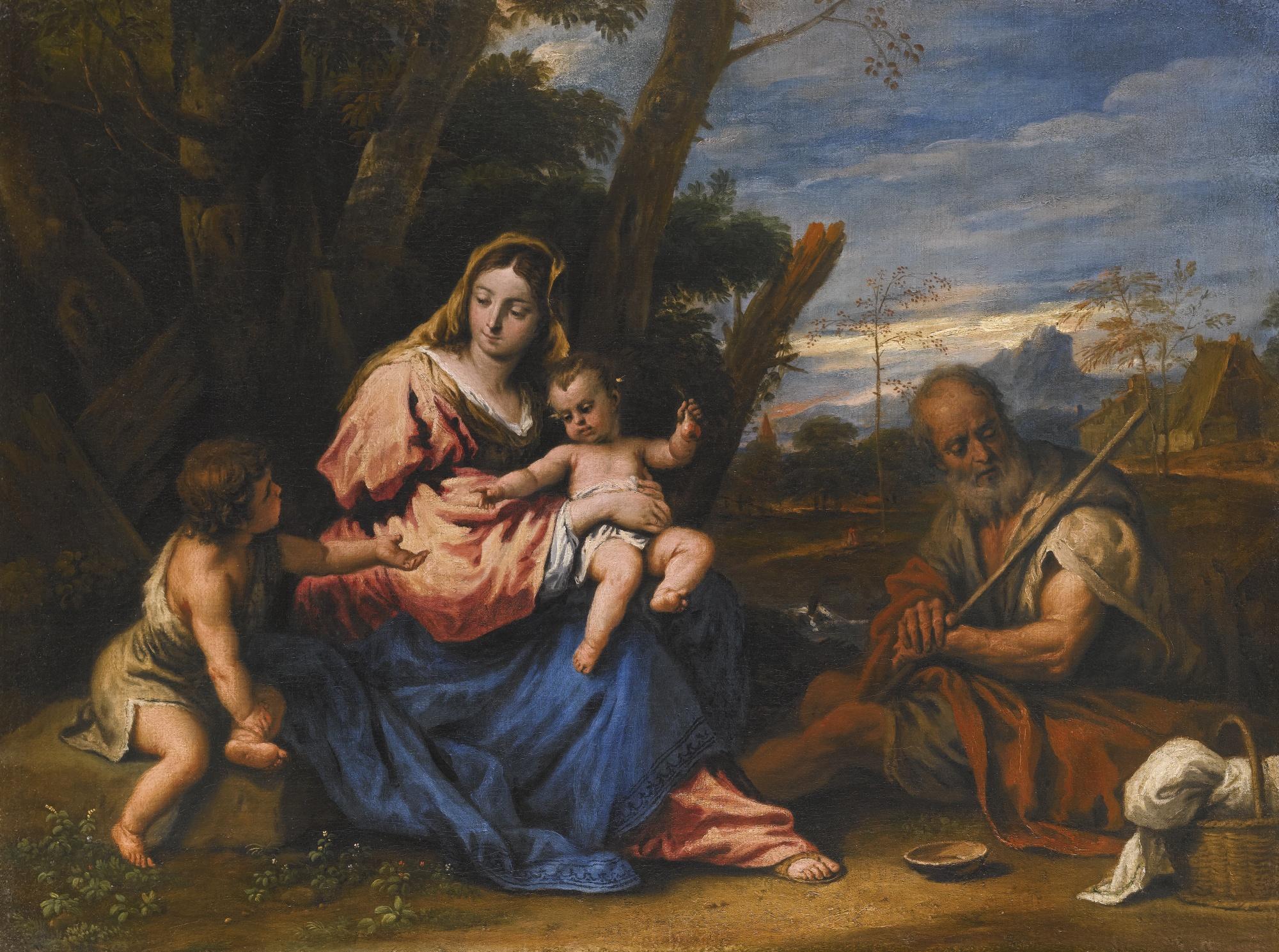 Sebastiano Ricci - The Holy Family With The Infant Saint John The Baptist In A Landscape