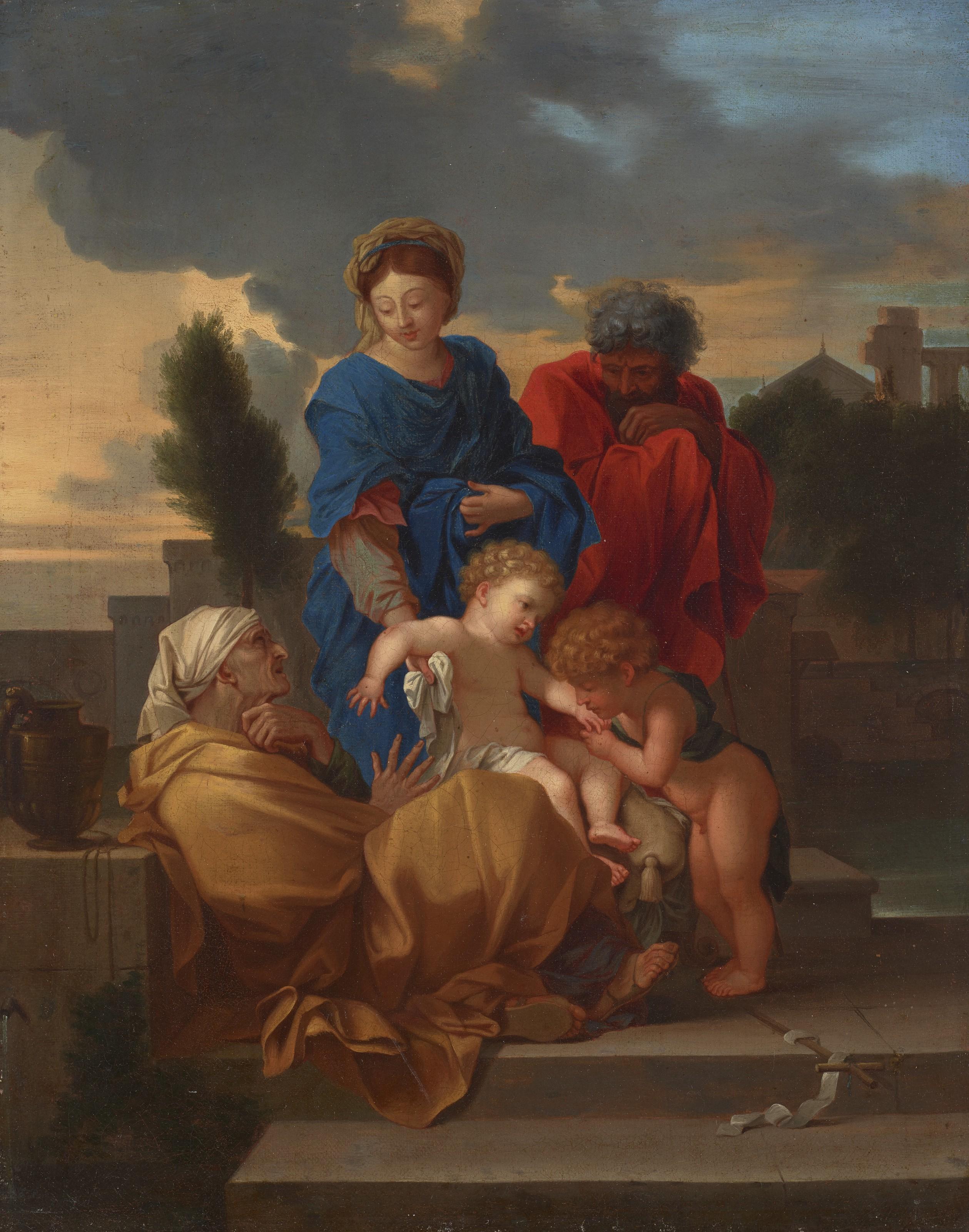 Sébastien Bourdon - The Holy Family With Saint Elizabeth And The Infant Saint John The Baptist