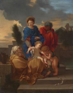 Sébastien Bourdon - The Holy Family With Saint Elizabeth And The Infant Saint John The Baptist