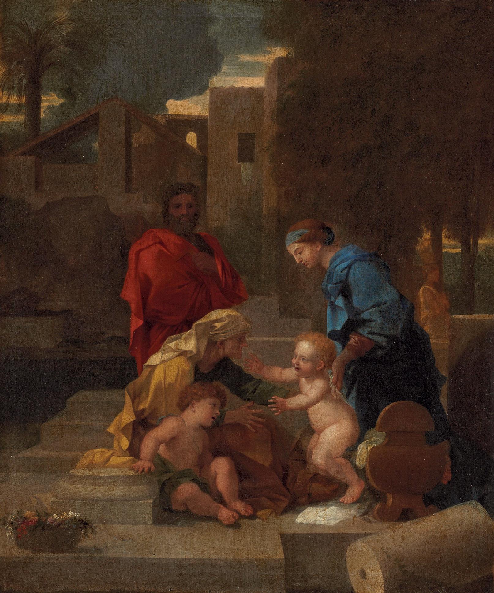 Sebastien Bourdon - The Holy Family with Saint Elizabeth and the Infant Saint John the Baptist