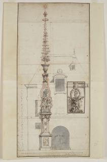 Sébastien Le Clerc - Projet de Mai des Gobelins permanent (recto); Project d\'élévation d\'un arc de triomphe (verso)