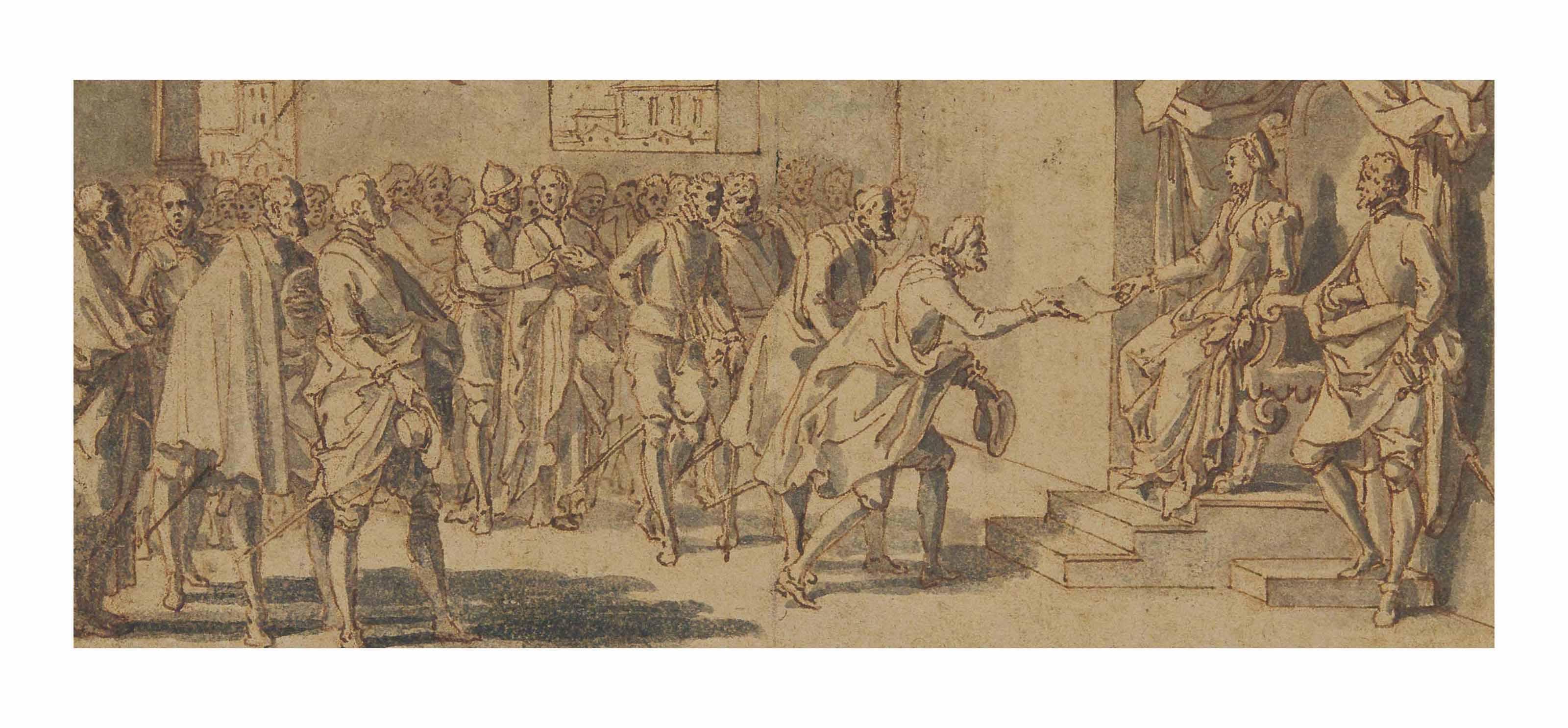 Sébastien Leclerc - Les confédérés des états de Hollande présentant un écrit à Marguerite d\'Autriche, gouvernante des Pays-Bas sous Philippe II, roi d\'Espagne