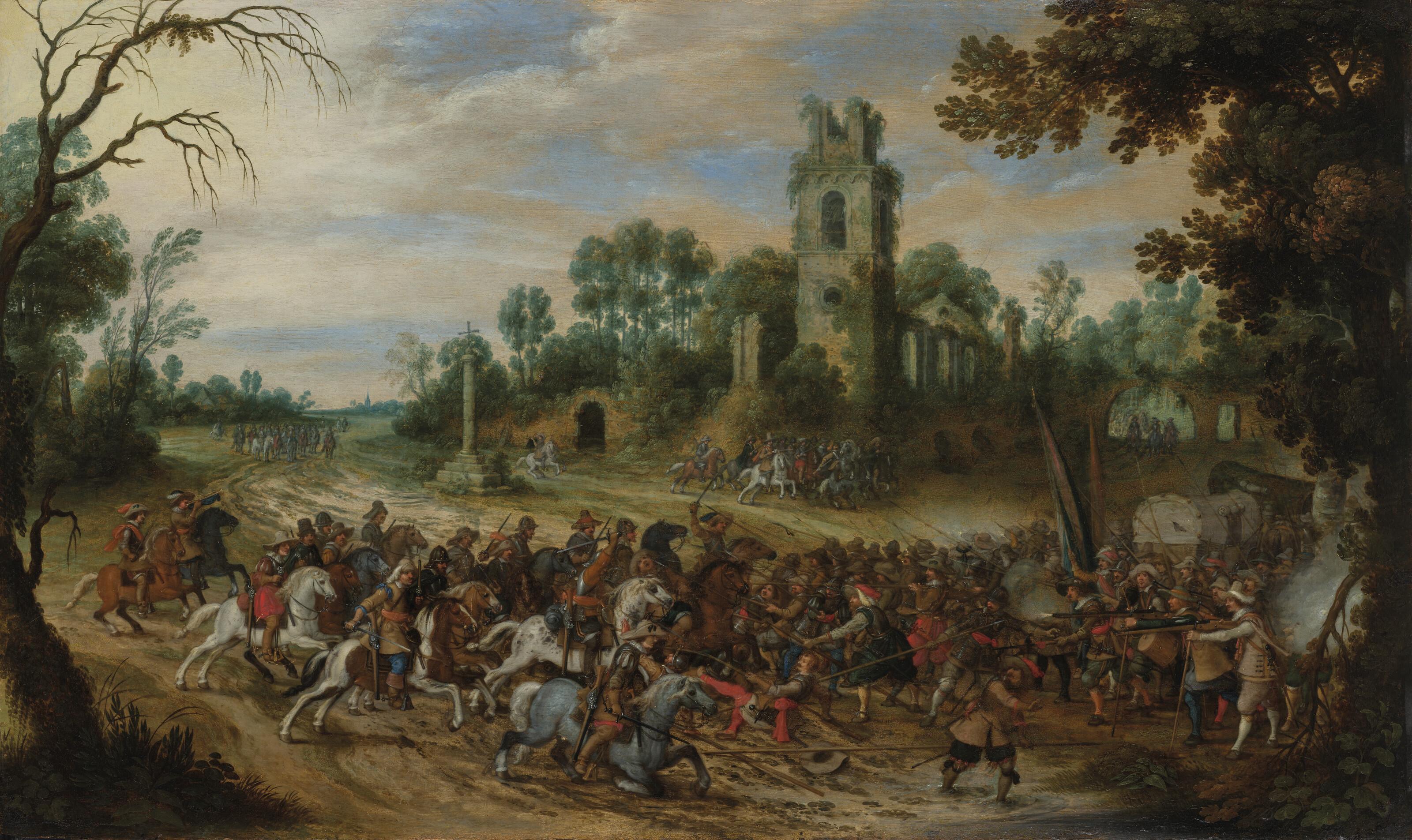 Sébastien Vrancx - Bataille devant des ruines