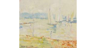 Selden Connor Gile - Afternoon Sailing off Tiburon 15 x 18 in. framed 21 1/2 x 24 1/2 in.