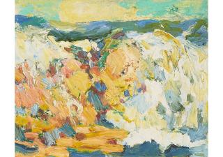 Selden Connor Gile - Sea and Rocks 7 1/2 x 9 1/4 in. framed 12 1/2 x 14 1/4 in.