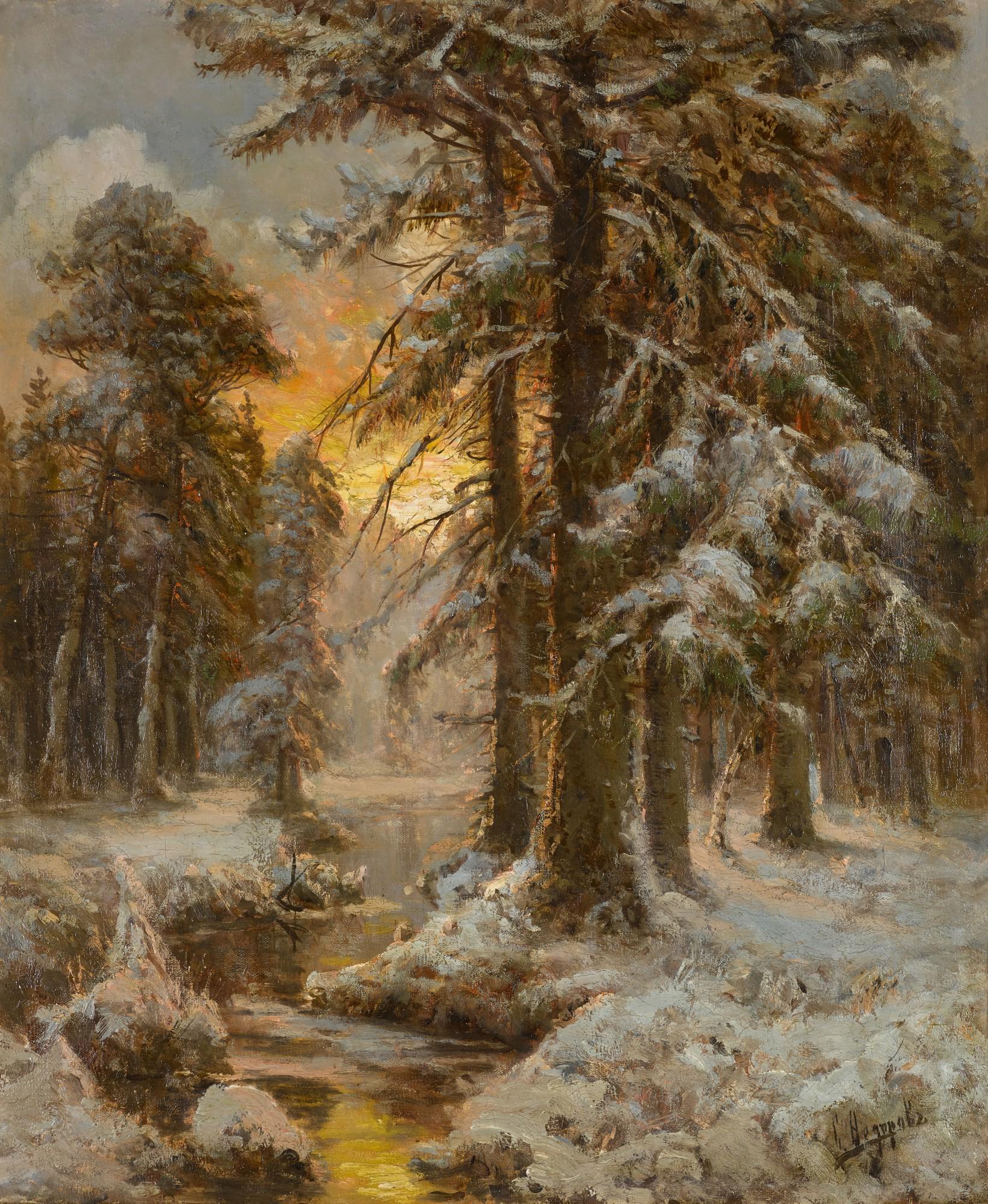 Semyon Fedorovich Fedorov - Sunset in the Winter Forest