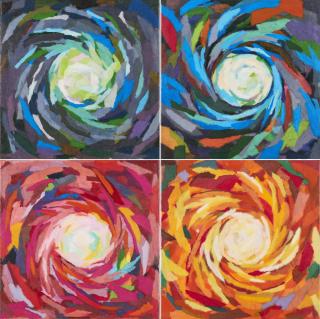 SEO - Konvolut von 4 Leinwandarbeiten.