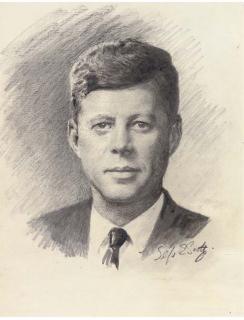 Septimus E. Scott - Sixteen portrait studies of American Presidents including: Franklin D Roosevelt; Thomas Jefferson; Lyndon B Johnson; John F Kennedy (illustrated); George Washington and others