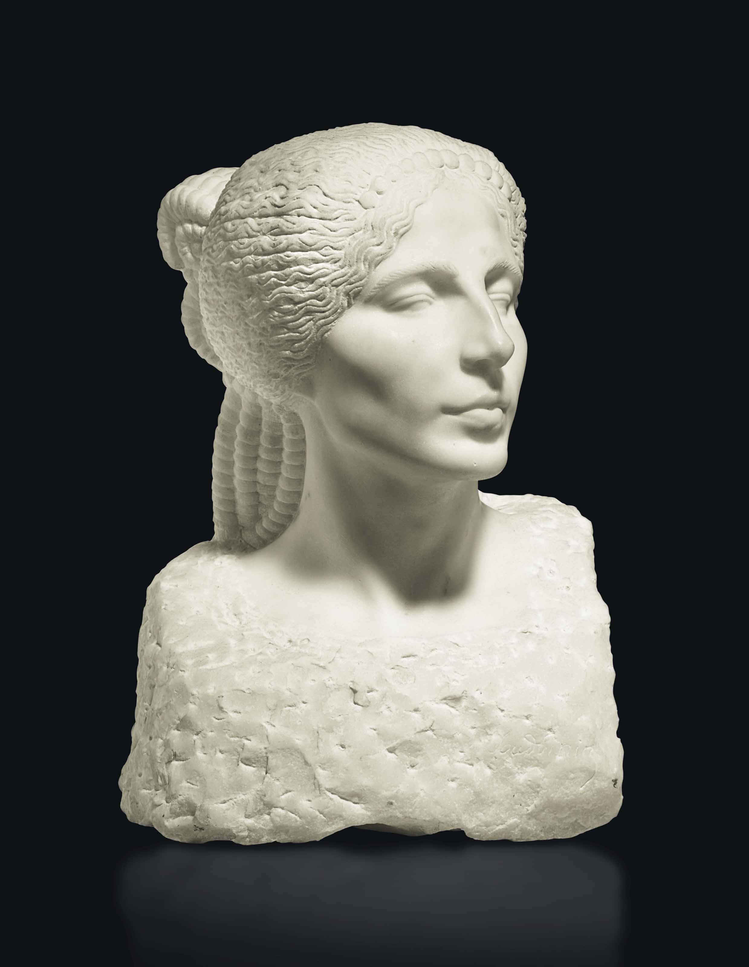 Séraphin Soudbinine - A bust depicting a young woman with braided hair