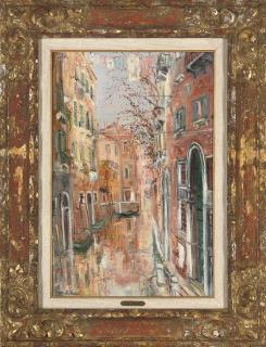 Serge Belloni - Gondolas in a Venetian backwater