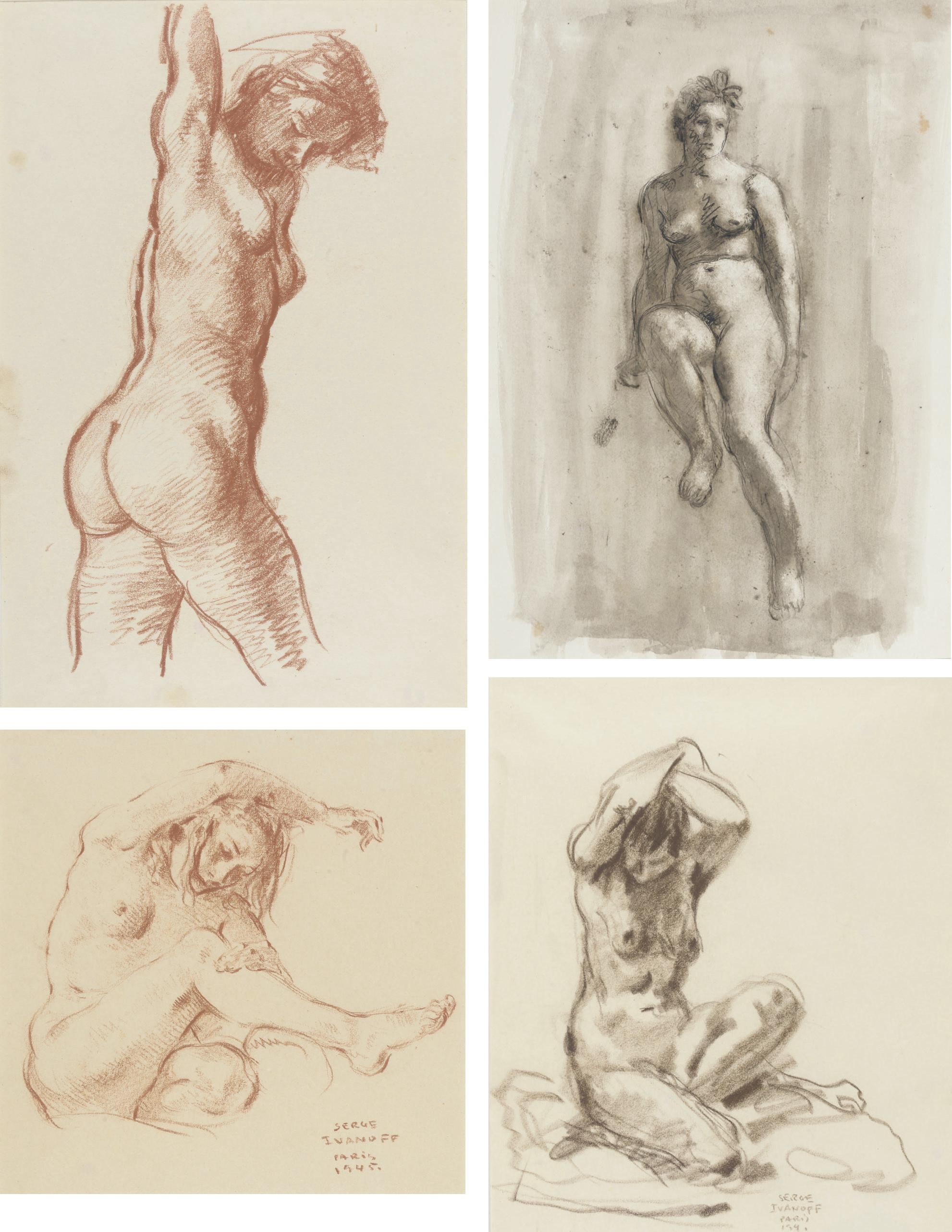Serge Ivanoff - Four studies of female nudes