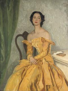 Serge Ivanoff - Portrait of Simone Gentile in a yellow gown