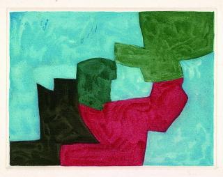 Serge Poliakoff - 2 Bll.: Komposition in Braun, Grau und Schwarz. Komposition in Blau, Schwarz