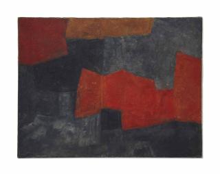 Serge Poliakoff - Composition abstraite gris, orange et rouge