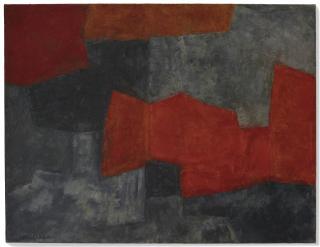 Serge Poliakoff - Composition abstraite gris, orange et rouge