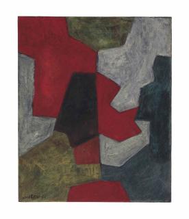 Serge Poliakoff - Composition Abstraite: Rouge, Gris et Vert (Abstract Composition: Red, Grey and Green)