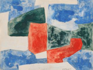 Serge Poliakoff - Composition Bleu Vert Rouge blanc