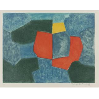 Serge Poliakoff - Composition Bleue Et Rouge (Riviere Xxxi)
