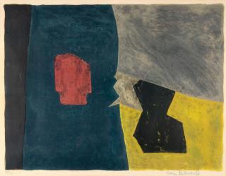 Serge Poliakoff - Composition bleue, jaune et grise.